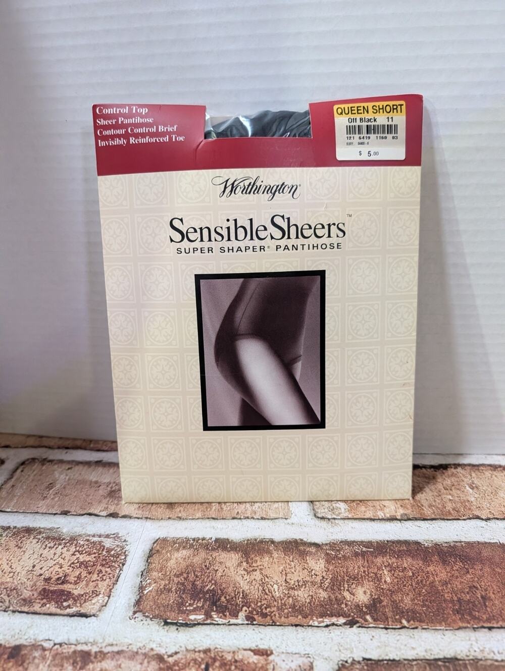 Vintage Worthington Sensible Sheers Super Shaper Pantihose Queen Short Off Black